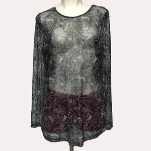 MICHEL Studio Collection Sheer Long Sleeve Top Size 2XL